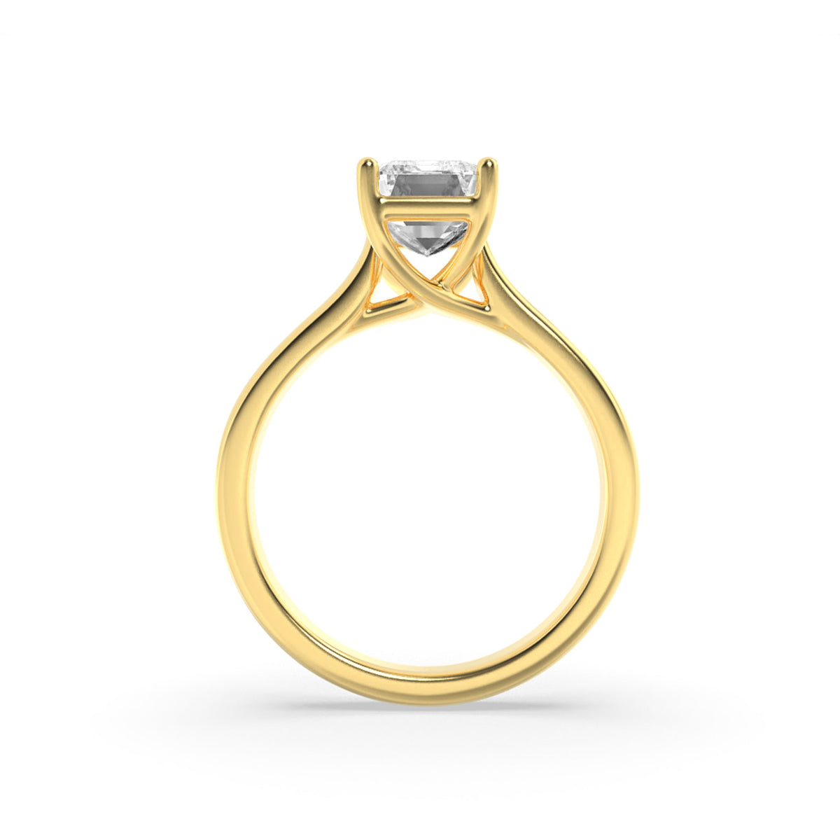 1CTW Radiant Lab-Grown Diamond Prong Plain Cathedral Trellis Shank Solitaire Engagement Ring 1 Stone