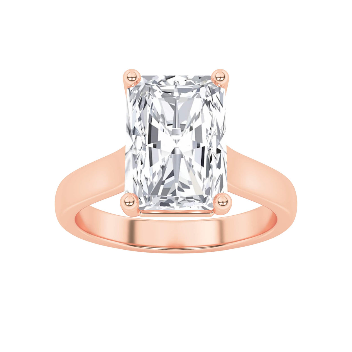 1CTW Radiant Lab-Grown Diamond Prong Plain Cathedral Trellis Shank Solitaire Engagement Ring 1 Stone