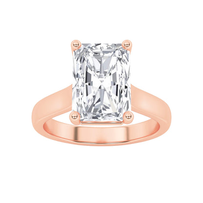 1CTW Radiant Lab-Grown Diamond Prong Plain Cathedral Trellis Shank Solitaire Engagement Ring 1 Stone