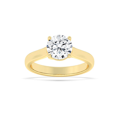 1CTW Round Lab-Grown Diamond Prong Plain Cathedral Trellis Shank Solitaire Engagement Ring 1 Stone