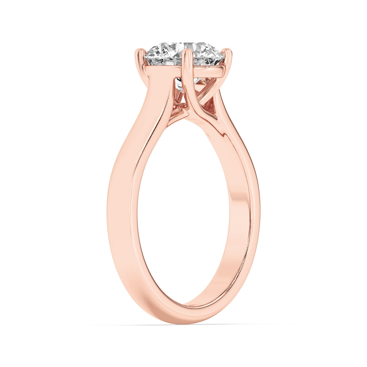 1CTW Round Lab-Grown Diamond Prong Plain Cathedral Trellis Shank Solitaire Engagement Ring 1 Stone