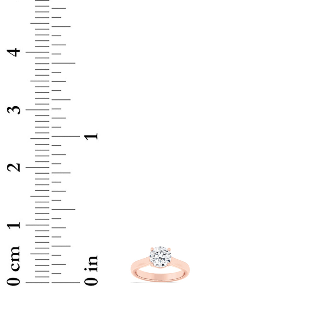 1CTW Round Lab-Grown Diamond Prong Plain Cathedral Trellis Shank Solitaire Engagement Ring 1 Stone