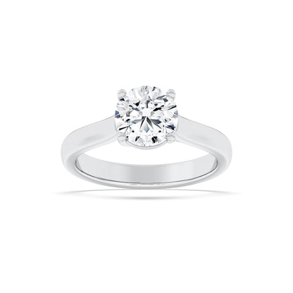 2CTW Round Lab-Grown Diamond Prong Plain Cathedral Trellis Shank Solitaire Engagement Ring 1 Stone