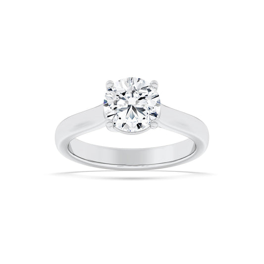 2CTW Round Lab-Grown Diamond Prong Plain Cathedral Trellis Shank Solitaire Engagement Ring 1 Stone
