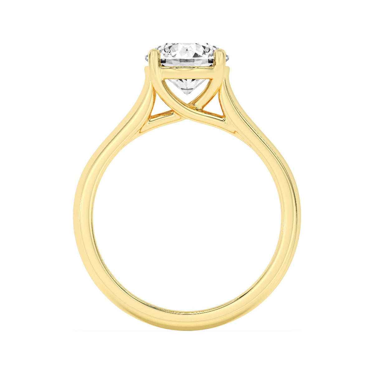 2CTW Round Lab-Grown Diamond Prong Plain Cathedral Trellis Shank Solitaire Engagement Ring 1 Stone