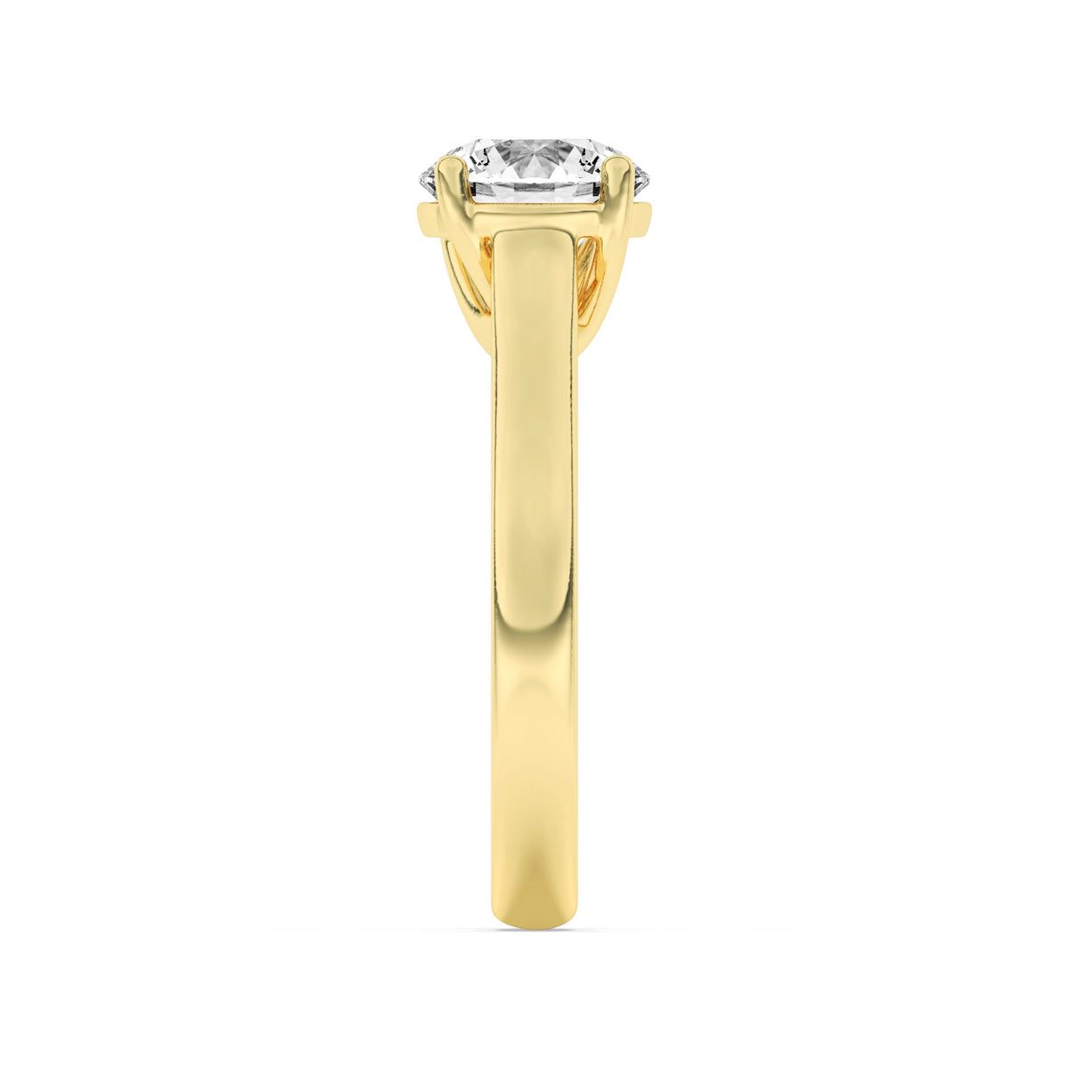 2CTW Round Lab-Grown Diamond Prong Plain Cathedral Trellis Shank Solitaire Engagement Ring 1 Stone