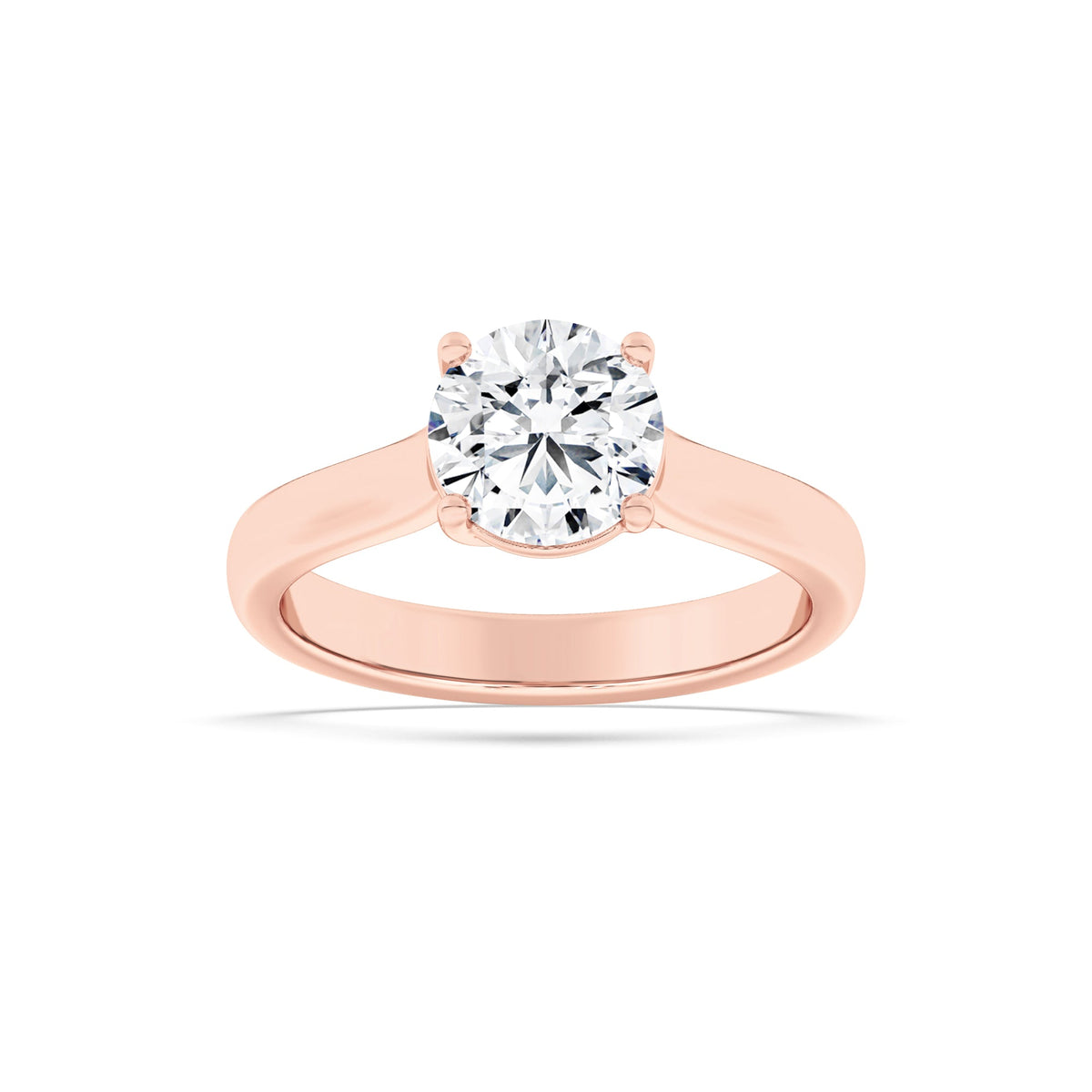2CTW Round Lab-Grown Diamond Prong Plain Cathedral Trellis Shank Solitaire Engagement Ring 1 Stone