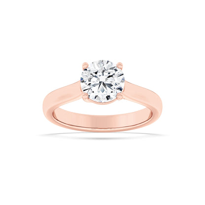 2CTW Round Lab-Grown Diamond Prong Plain Cathedral Trellis Shank Solitaire Engagement Ring 1 Stone