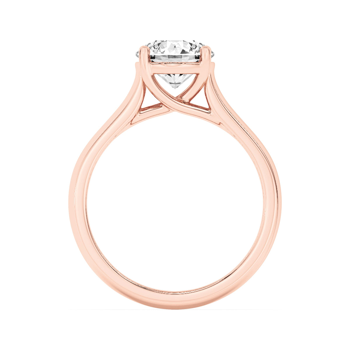 2CTW Round Lab-Grown Diamond Prong Plain Cathedral Trellis Shank Solitaire Engagement Ring 1 Stone