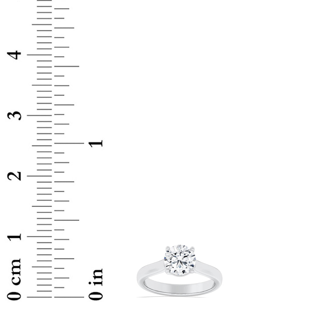 3CTW Round Lab-Grown Diamond Prong Plain Cathedral Trellis Shank Solitaire Engagement Ring 1 Stone
