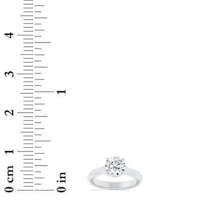 3CTW Round Lab-Grown Diamond Prong Plain Cathedral Trellis Shank Solitaire Engagement Ring 1 Stone