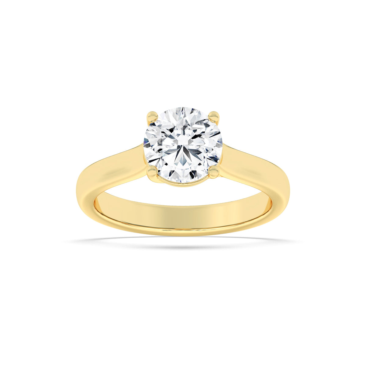 3CTW Round Lab-Grown Diamond Prong Plain Cathedral Trellis Shank Solitaire Engagement Ring 1 Stone