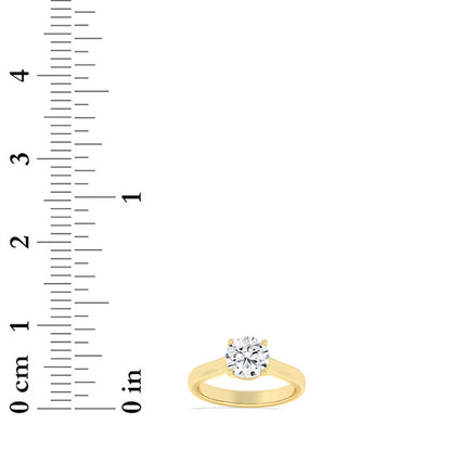 3CTW Round Lab-Grown Diamond Prong Plain Cathedral Trellis Shank Solitaire Engagement Ring 1 Stone