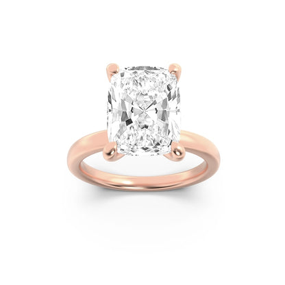 2CTW Cushion Lab-Grown Diamond Prong Hidden Halo Plain Shank Engagement Ring 14 Stones