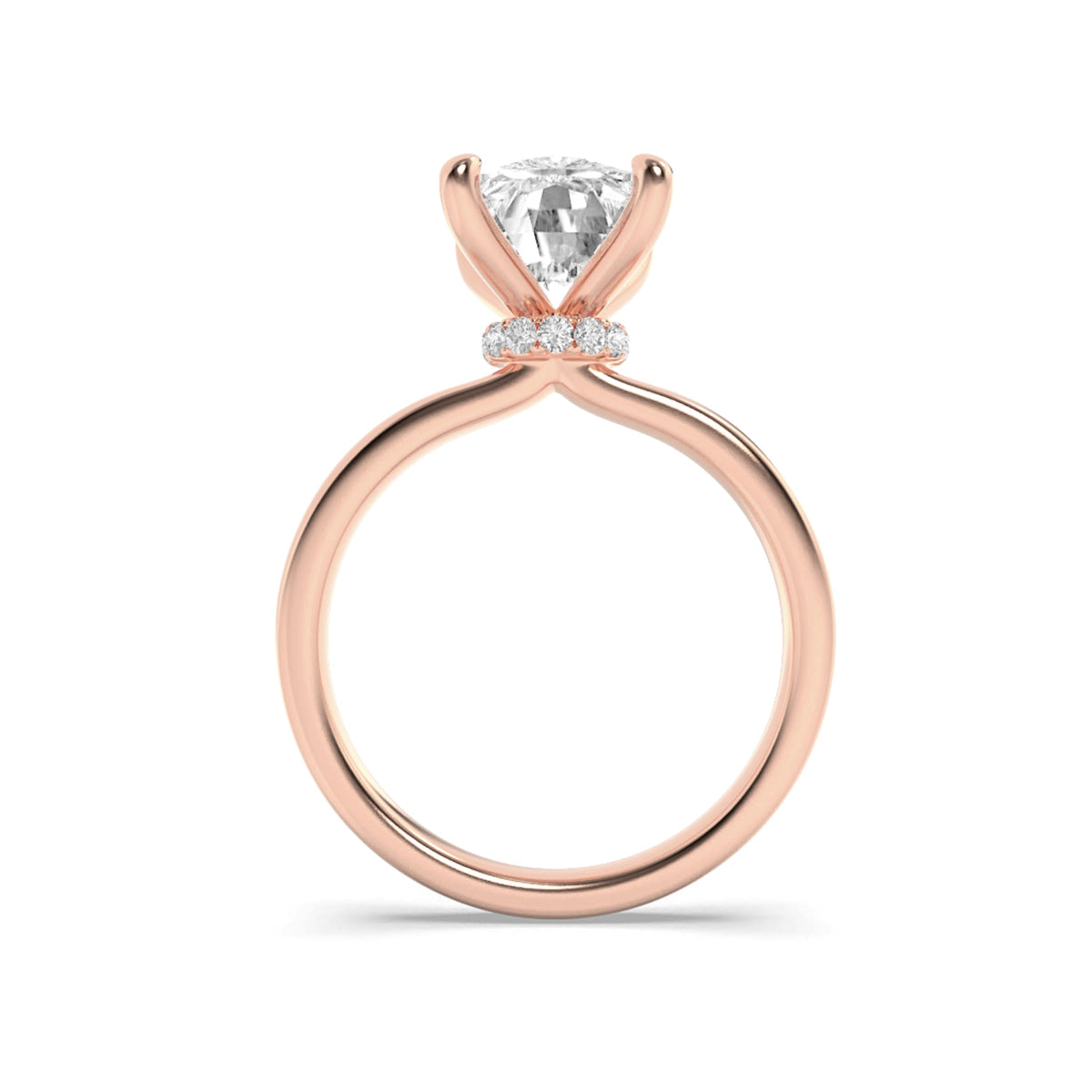 2CTW Cushion Lab-Grown Diamond Prong Hidden Halo Plain Shank Engagement Ring 14 Stones