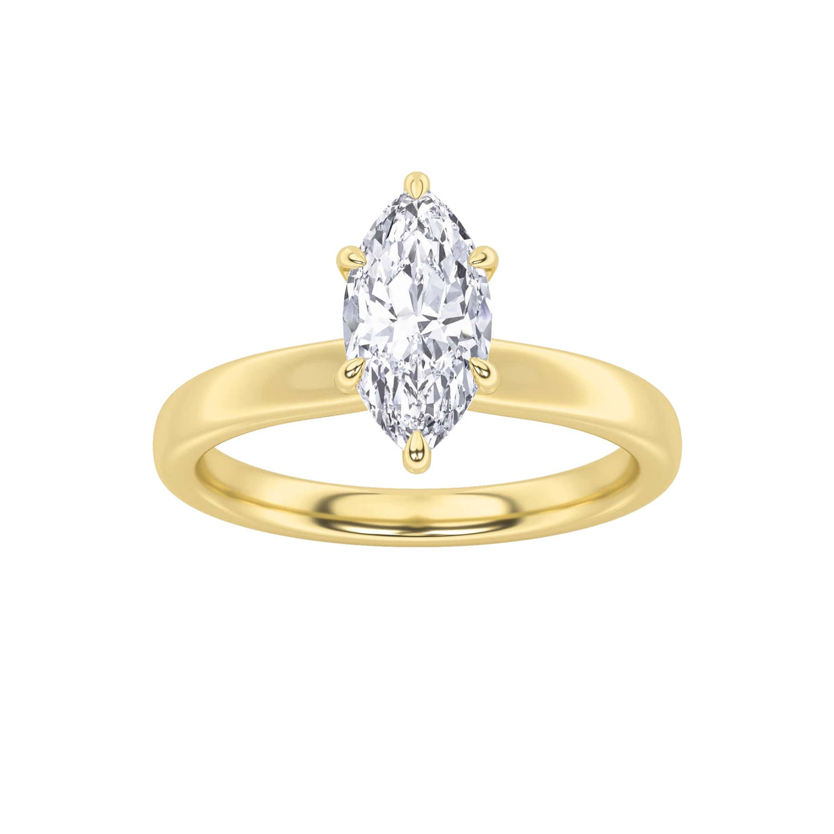 3CTW Marquise Lab-Grown Diamond Prong Hidden Halo Plain Shank Engagement Ring 16 Stones