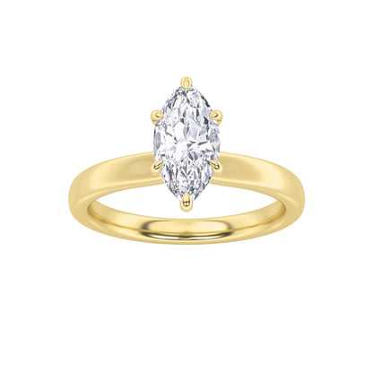 3CTW Marquise Lab-Grown Diamond Prong Hidden Halo Plain Shank Engagement Ring 16 Stones