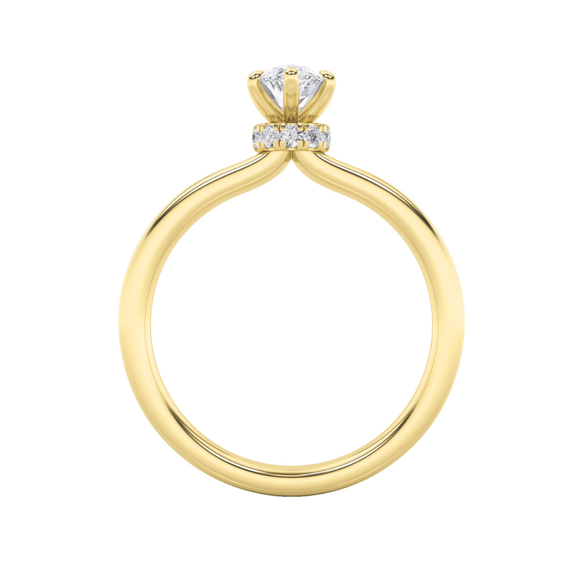 3CTW Marquise Lab-Grown Diamond Prong Hidden Halo Plain Shank Engagement Ring 16 Stones