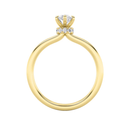 3CTW Marquise Lab-Grown Diamond Prong Hidden Halo Plain Shank Engagement Ring 16 Stones
