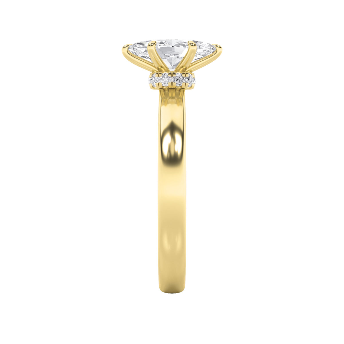 3CTW Marquise Lab-Grown Diamond Prong Hidden Halo Plain Shank Engagement Ring 16 Stones