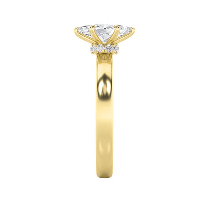 3CTW Marquise Lab-Grown Diamond Prong Hidden Halo Plain Shank Engagement Ring 16 Stones