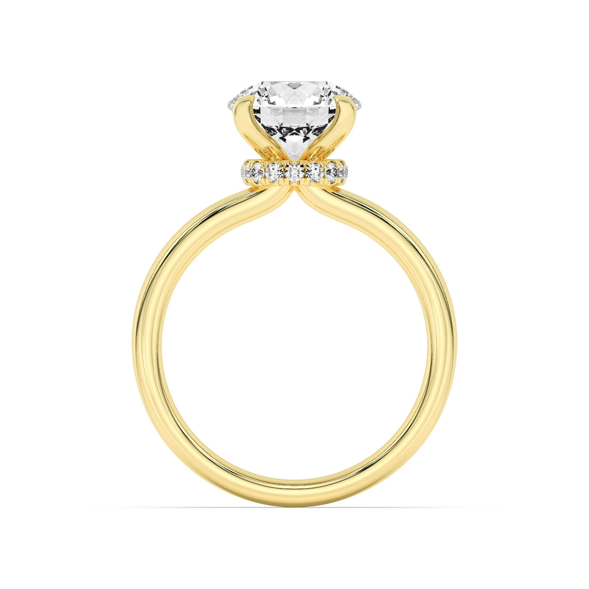 2.5CTW Round Lab-Grown Diamond Prong Hidden Halo Plain Shank Engagement Ring 16 Stones