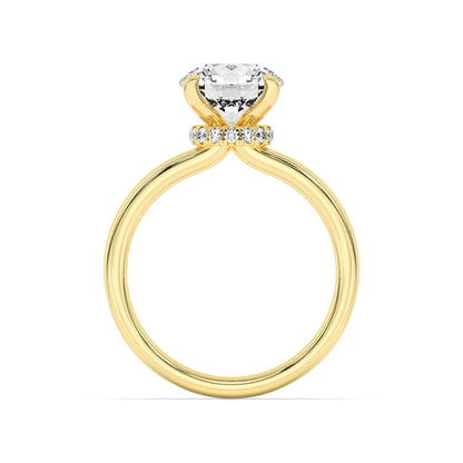 2.5CTW Round Lab-Grown Diamond Prong Hidden Halo Plain Shank Engagement Ring 16 Stones