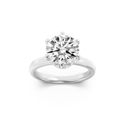 1CTW Round Lab-Grown Diamond Prong Hidden Halo Plain Shank Engagement Ring 14 Stones 2.7mm Width