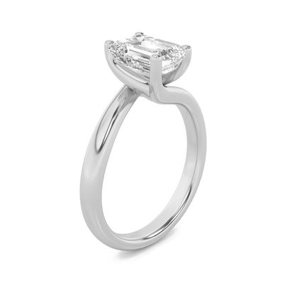 1CTW Emerald Lab-Grown Diamond Prong Bypass Shank Engagement Ring 1 Stone