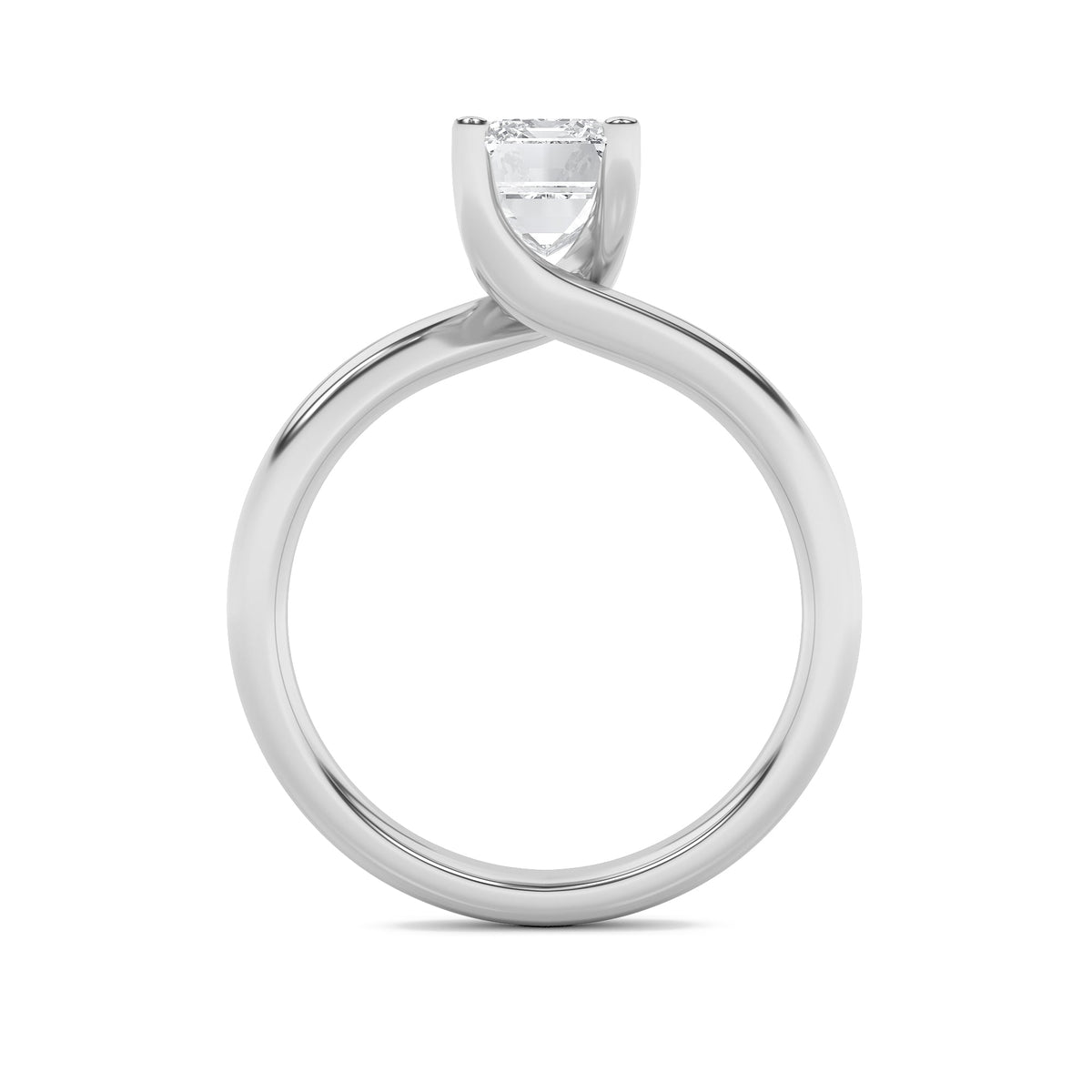 1CTW Emerald Lab-Grown Diamond Prong Bypass Shank Engagement Ring 1 Stone