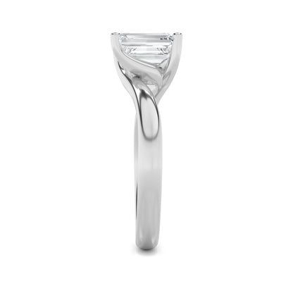 1CTW Emerald Lab-Grown Diamond Prong Bypass Shank Engagement Ring 1 Stone