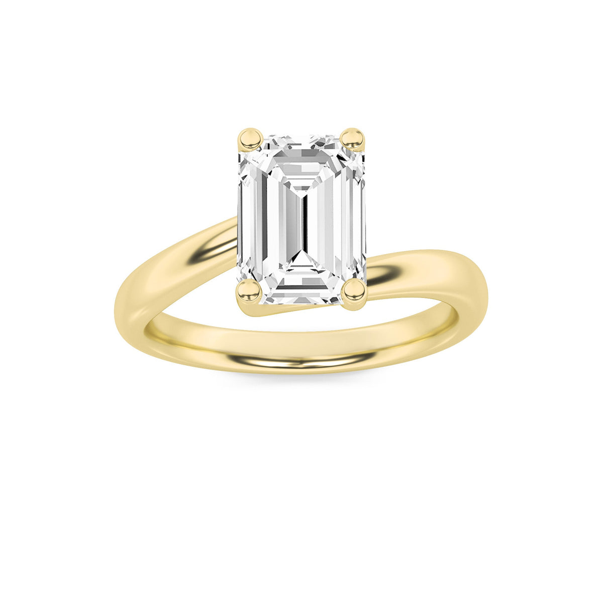 1CTW Emerald Lab-Grown Diamond Prong Bypass Shank Engagement Ring 1 Stone