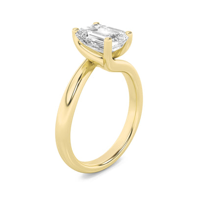 1CTW Emerald Lab-Grown Diamond Prong Bypass Shank Engagement Ring 1 Stone