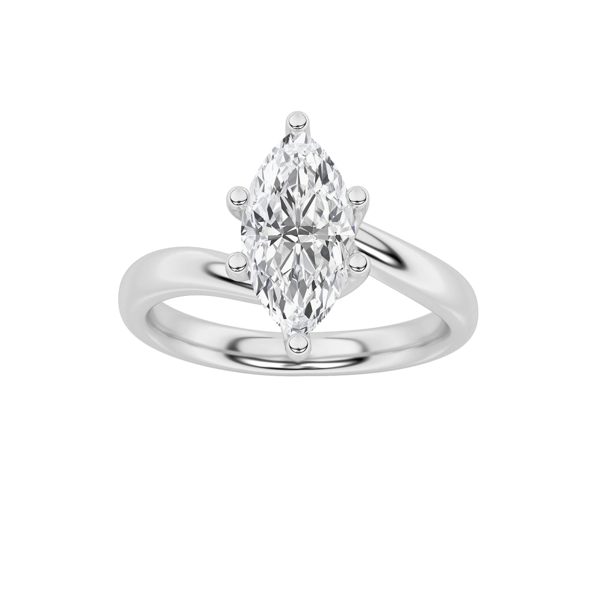1CTW Marquise Lab-Grown Diamond Prong Bypass Shank Engagement Ring 1 Stone