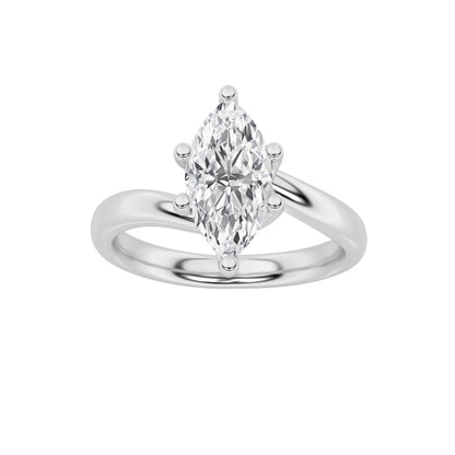 1CTW Marquise Lab-Grown Diamond Prong Bypass Shank Engagement Ring 1 Stone