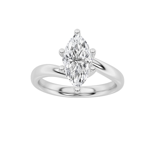 1CTW Marquise Lab-Grown Diamond Prong Bypass Shank Engagement Ring 1 Stone