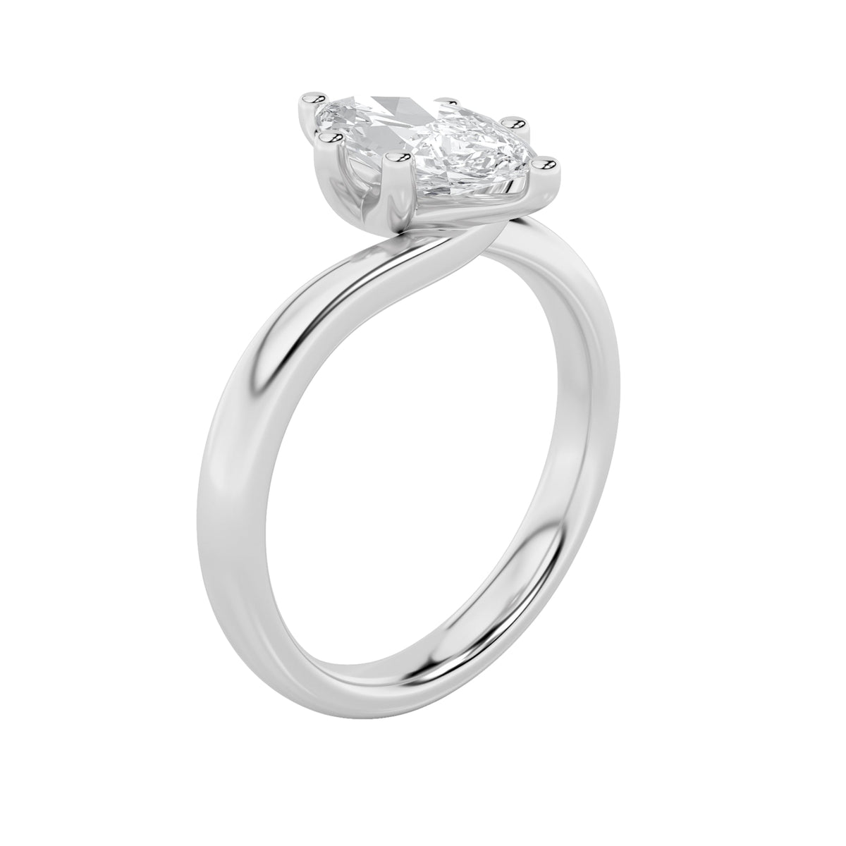 1CTW Marquise Lab-Grown Diamond Prong Bypass Shank Engagement Ring 1 Stone