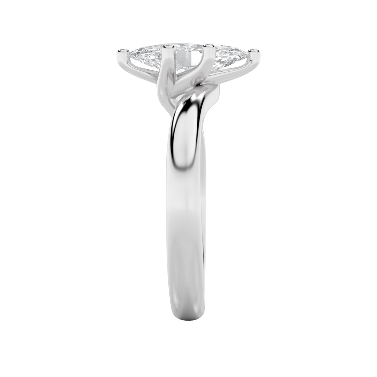1CTW Marquise Lab-Grown Diamond Prong Bypass Shank Engagement Ring 1 Stone