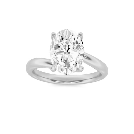 1CTW Oval Lab-Grown Diamond Prong Bypass Shank Engagement Ring 1 Stone