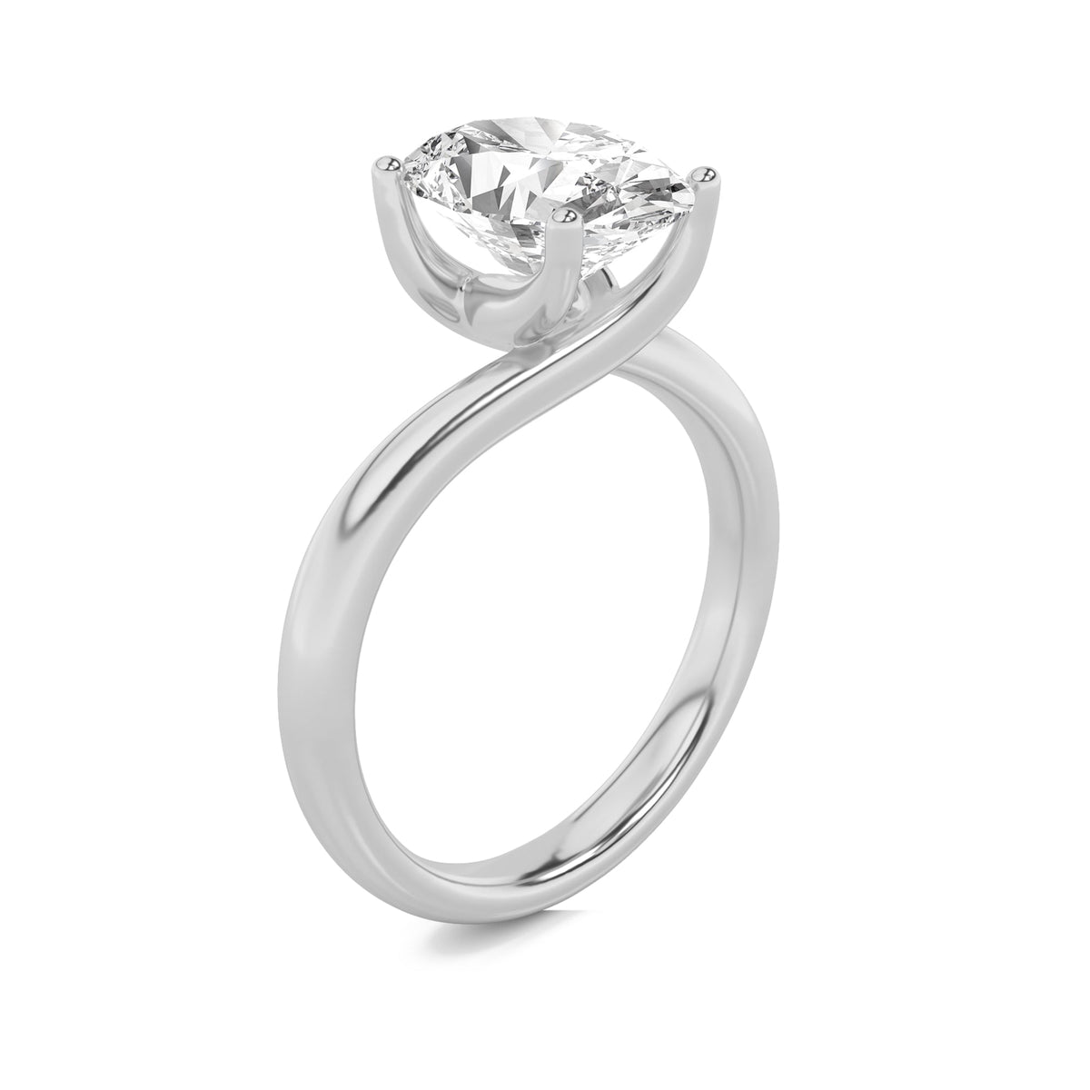 1CTW Oval Lab-Grown Diamond Prong Bypass Shank Engagement Ring 1 Stone