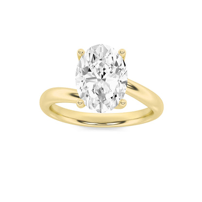 1CTW Oval Lab-Grown Diamond Prong Bypass Shank Engagement Ring 1 Stone