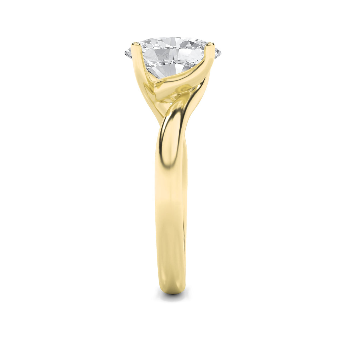 1CTW Oval Lab-Grown Diamond Prong Bypass Shank Engagement Ring 1 Stone