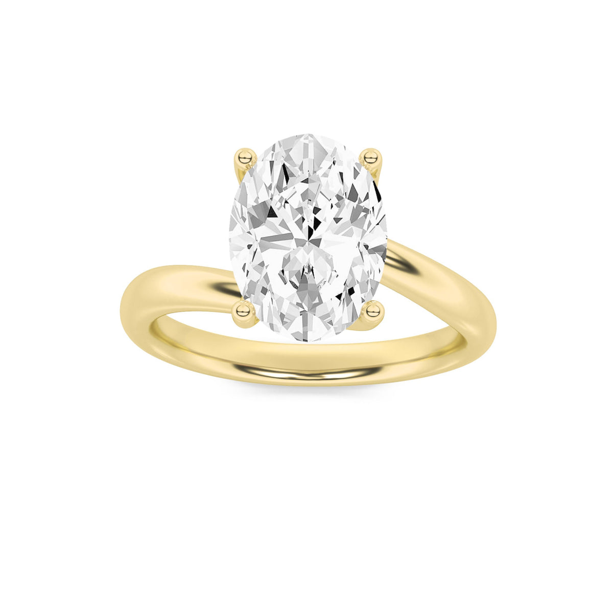 2CTW Oval Lab-Grown Diamond Prong Bypass Shank Engagement Ring 1 Stone