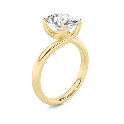 2CTW Oval Lab-Grown Diamond Prong Bypass Shank Engagement Ring 1 Stone