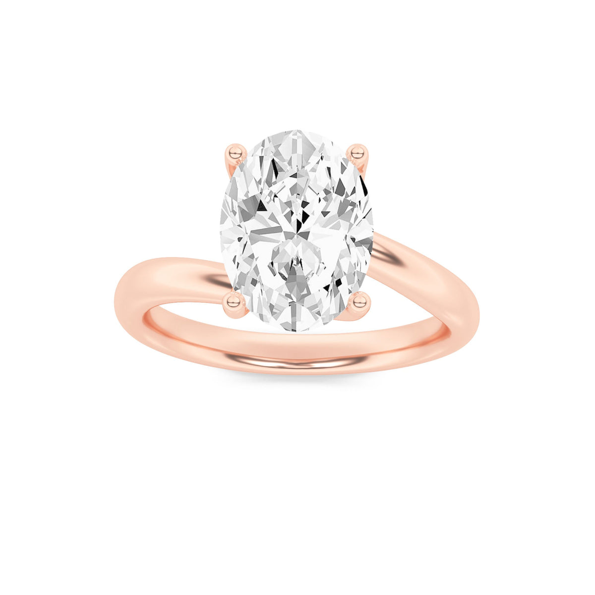 2CTW Oval Lab-Grown Diamond Prong Bypass Shank Engagement Ring 1 Stone