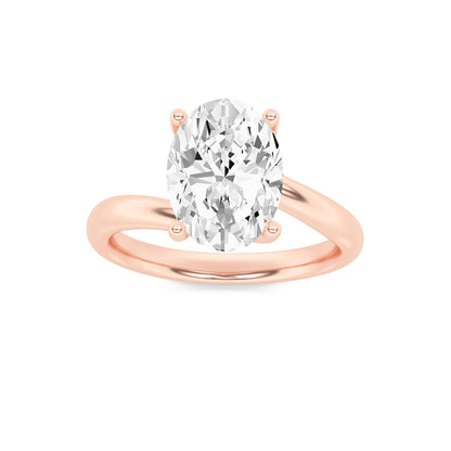 2CTW Oval Lab-Grown Diamond Prong Bypass Shank Engagement Ring 1 Stone