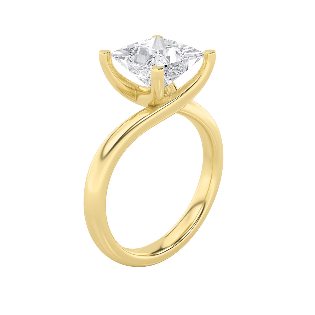 2CTW Princess Lab-Grown Diamond Prong Bypass Shank Engagement Ring 1 Stone