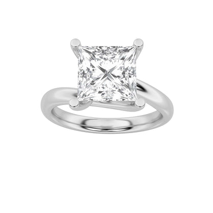 3CTW Princess Lab-Grown Diamond Prong Bypass Shank Engagement Ring 1 Stone