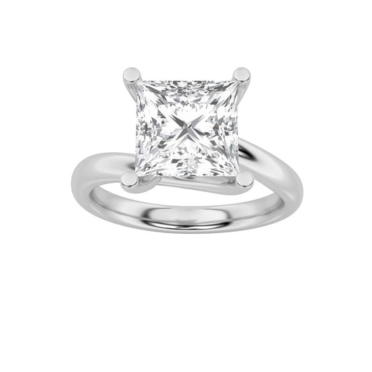 3CTW Princess Lab-Grown Diamond Prong Bypass Shank Engagement Ring 1 Stone