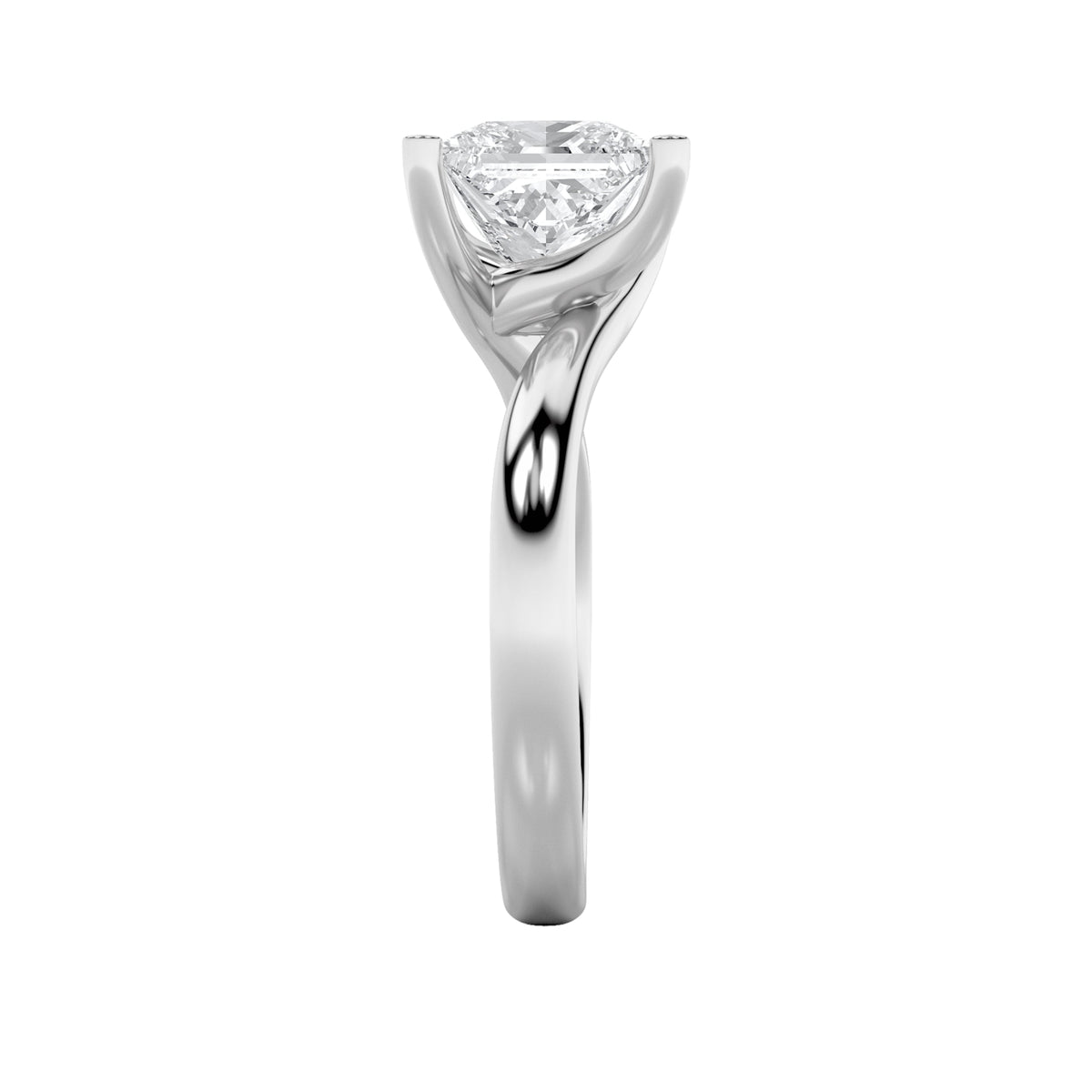 3CTW Princess Lab-Grown Diamond Prong Bypass Shank Engagement Ring 1 Stone